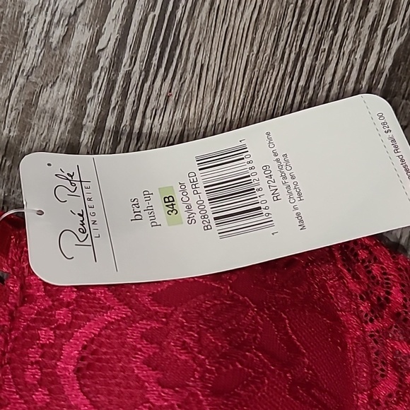 Rene Rofe Set of 2 Red and Pink Lace Bras Size 34B - Picture 4 of 11